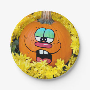 Autumn Pumpkin Face Pappteller