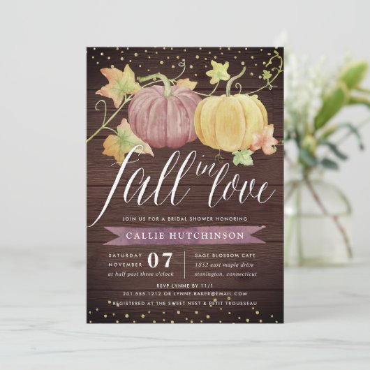 Autumn Pumpkin | Fall-Brautparty Einladung (Stehend Vorderseite)