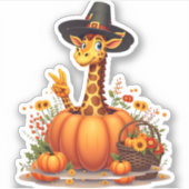 Autumn Pumpkin Fall Giraffe Thanksgiving Womens Me Aufkleber (Vorderseite)