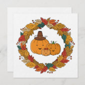 Autumn Pumpkin Family Wreath Einladung (Vorne/Hinten)