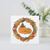 Autumn Pumpkin Family Wreath Einladung (Stehend Vorderseite)