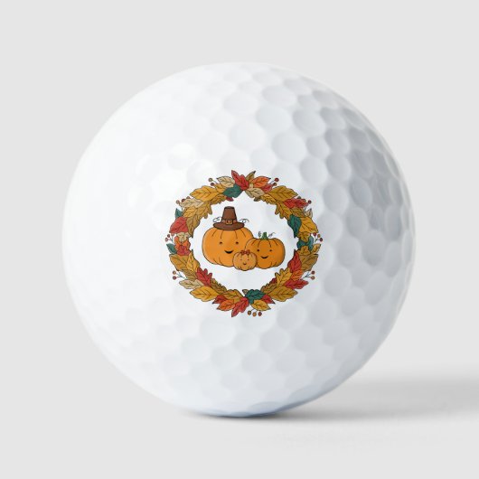 Autumn Pumpkin Family Wreath Golfball (Vorderseite)