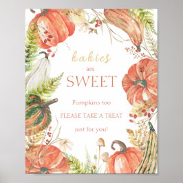 Autumn Pumpkin Floral Baby Shower Babies sind süß Poster
