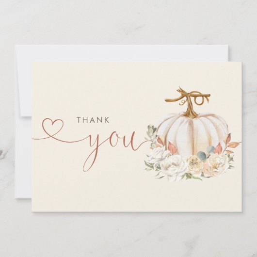 Autumn Pumpkin Floral Baby Shower Dankeskarte (Vorderseite)
