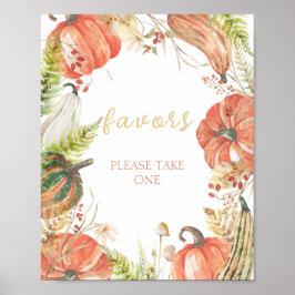 Autumn Pumpkin Floral Baby Shower Favorits Poster