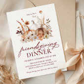 Autumn Pumpkin Floral Rustic Friendsgiving Dinner Einladung