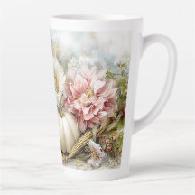 Autumn Pumpkin Floral Tasse