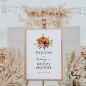 Autumn Pumpkin Florals Brautparty Begrüßungszeiche Poster