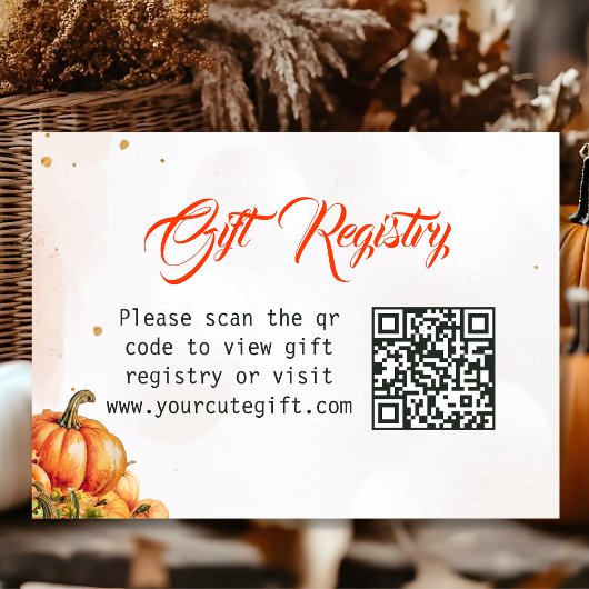 Autumn Pumpkin Geschenk Registrierung QR Code Kind Begleitkarte