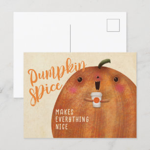 Autumn Pumpkin Gewürz Latte Halloween Fall Postkarte