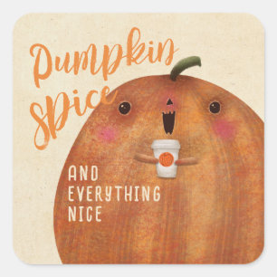 Autumn Pumpkin Gewürz Latte Halloween Fall Quadratischer Aufkleber