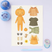 Autumn Pumpkin Girl Watercolor Paper Doll Flyer (Einzeln)
