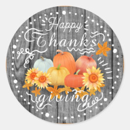 Autumn Pumpkin Gray Pine Runder Aufkleber