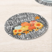 Autumn Pumpkin Gray Pine Runder Pappuntersetzer (Angewinkelt)