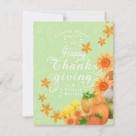 Autumn Pumpkin Green Holiday Card Feiertagskarte