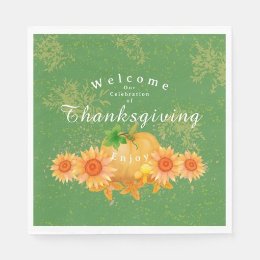 Autumn Pumpkin Green Serviette (Vorderseite)