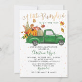 Autumn Pumpkin Green Truck Herbstdusche Einladung (Vorderseite)