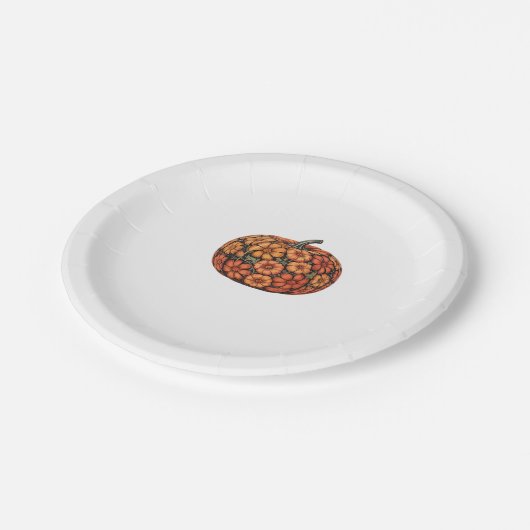 Autumn Pumpkin Halloween Classic T - Shirt.png Pappteller (Schrägansicht)