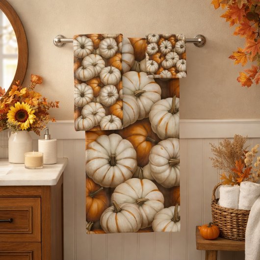 Autumn Pumpkin Harvest Pattern | Rustikaler Fall Badhandtuch Set