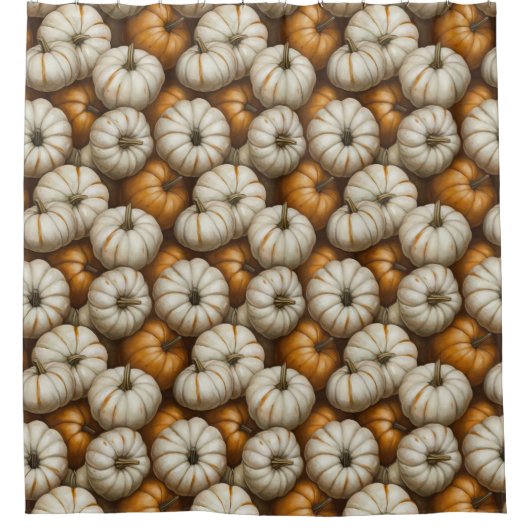 Autumn Pumpkin Harvest Pattern | Rustikaler Fall Duschvorhang (Vorderseite)