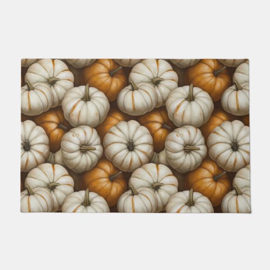 Autumn Pumpkin Harvest Pattern | Rustikaler Fall Fußmatte (Vorderseite)