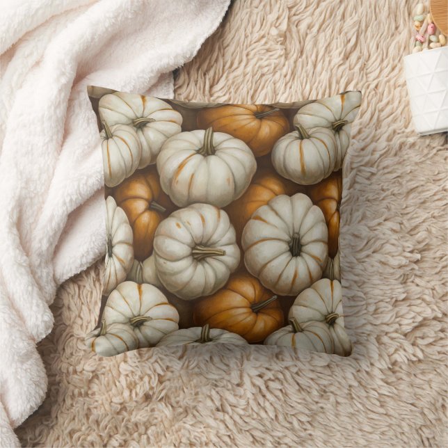 Autumn Pumpkin Harvest Pattern | Rustikaler Fall Kissen (Decke)