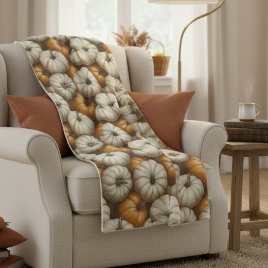 Autumn Pumpkin Harvest Pattern | Rustikaler Fall Sherpadecke