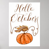 Autumn Pumpkin Hello October Poster (Vorne)