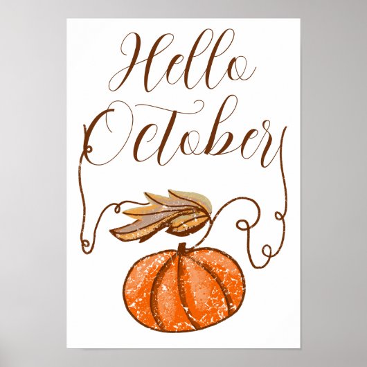 Autumn Pumpkin Hello October Poster (Vorne)