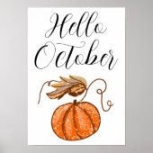 Autumn Pumpkin Hello October Poster (Vorne)