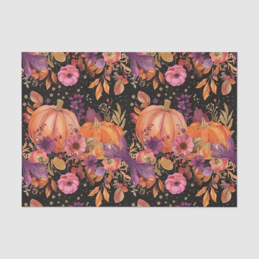 Autumn Pumpkin Herbstlaubs Rustic Decoupage Seidenpapier (Vorderseite)