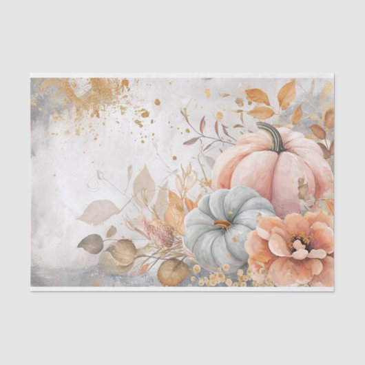 Autumn Pumpkin Herbstlaubs Rustic Decoupage Seidenpapier (Vorderseite)