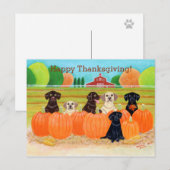 Autumn Pumpkin Labradors Painting Feiertagspostkarte (Vorne/Hinten)
