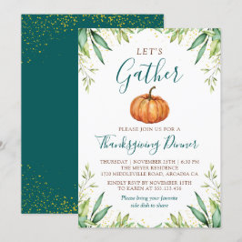 Autumn Pumpkin Let's Gather Erntedank Dinner Einladung