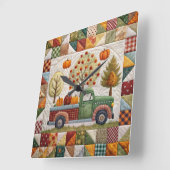 Autumn Pumpkin Lieferwagen Truck Wall Clock Quadratische Wanduhr (Winkel)