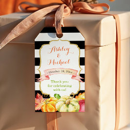 Autumn Pumpkin Maple Blätter Hochzeit im Herbst Da Geschenkanhänger