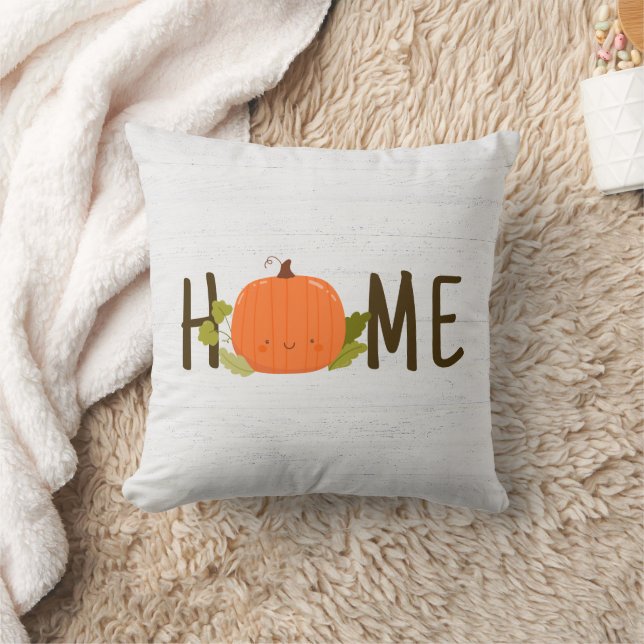 Autumn Pumpkin mit Zuhause Text Kissen (Decke)