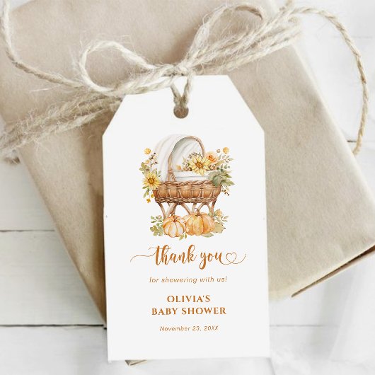 Autumn Pumpkin Neutral Baby Shower Danke Geschenkanhänger