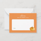 Autumn Pumpkin Orange Baby Shower Erziehungsberatu Mitteilungskarte (Vorderseite)