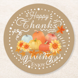 Autumn Pumpkin Orange Runder Pappuntersetzer