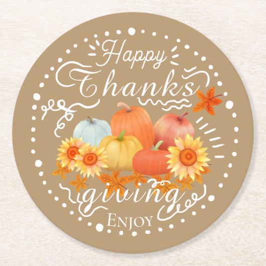 Autumn Pumpkin Orange Runder Pappuntersetzer (Vorderseite)