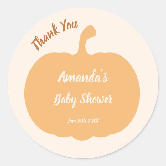 Autumn Pumpkin Pastel Baby Shower Runder Aufkleber (Vorderseite)
