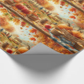 Autumn Pumpkin Patch Orange Blätter Geschenkpapier (Ecke)