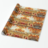 Autumn Pumpkin Patch Orange Blätter Geschenkpapier (Ungerollt)