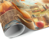 Autumn Pumpkin Patch Orange Blätter Geschenkpapier (Rolleneckpunkt)
