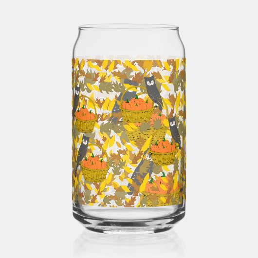 Autumn Pumpkin Pattern Can Glass for Fall Drinks Dosenglas (Vorderseite)