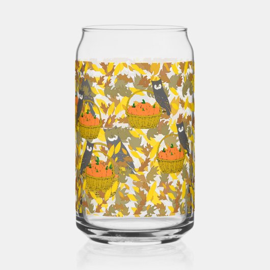 Autumn Pumpkin Pattern Can Glass for Fall Drinks Dosenglas (Rückseite)