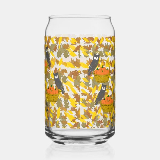 Autumn Pumpkin Pattern Can Glass for Fall Drinks Dosenglas (Rechts)