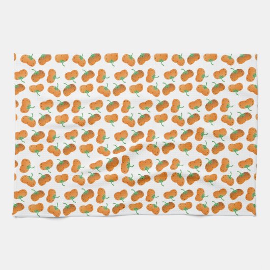 Autumn Pumpkin Pattern Fall Orange Green Geschirrtuch (Horizontal)