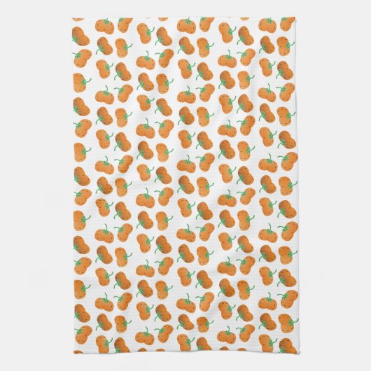 Autumn Pumpkin Pattern Fall Orange Green Geschirrtuch (Vertikal)